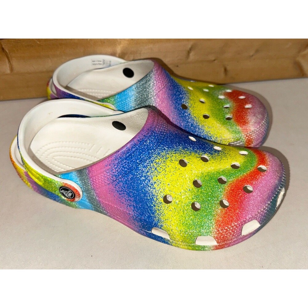Crocs Baya Tie Dye Clogs Women’s 10 Men’s 8 Colorful Comfort Waterproof Shoes